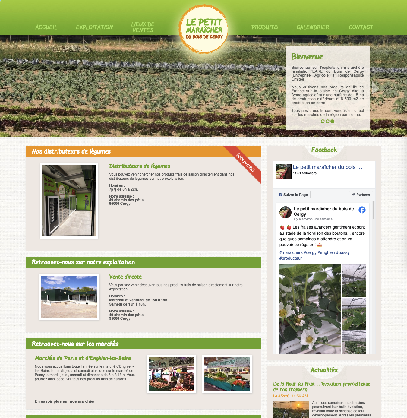 Site vitrine maraîcher — Le Petit Maraîcher du Bois de Cergy