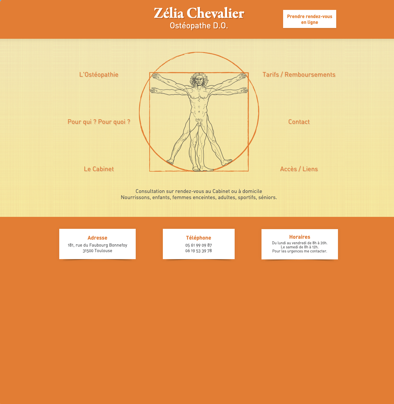 Site vitrine ostéopathe — Zélia Chevalier